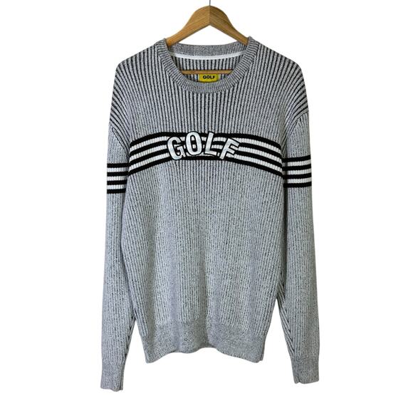 Golf Wang Sweater Mens XL Gray 100% Cotton Striped Logo Ribbed Skater Streetwear - Picture 1 of 6